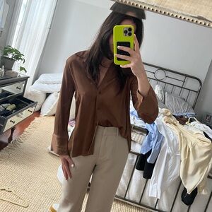 Zara Brown Button Down Dress Shirt